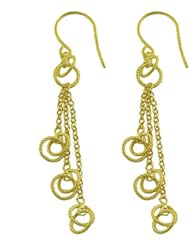 14 Karat Yellow Gold 3-strand Hammered Loops Dangle Earrings