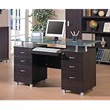Contemporary Home Office Computer Desk with Glass Top