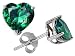 1.80 cts Heart Shape Created Emerald Earring Studs - 14kt White or Yellow Gold