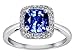 1.54 cttw 10k White Gold Classic Cushion Cut Designer Ring with Genuine Diamonds and Lab Created Sapphire - White Gold