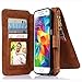 Galaxy S5 Case, S5 Case, CaseUp 12 Card Slot Series - [Zipper Cash Storage] Premium Flip PU Leather Wallet Case Cover With Detachable Magnetic Hard Case For Samsung Galaxy S5 - Brown