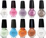 Konad Stamping Nail Art Special Polishes 10 Pastel Colors Pastel Pink.p.blue.p.green.p.orange.p.purple.white.top Coat.light Bronze.vivid Pink.gold Brown+ Aviva Nail Kit