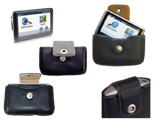 Leather Case for Garmin: GPS carry case for Garmin Nuvi fits models: 250W 255WT 200W, Serie 600 650, Serie 750 760, Serie 860, Serie 1390T pro and many more - see description