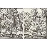 Professionally Framed Jost Amman (David and Goliath) Art Poster Print - 13x19 with RichAndFramous Black Wood Frame