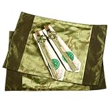 Set Of Two Handmade Silky Place Mats, Two Napkins & Two Pair Of Chopsticks In Decorative Sheathes