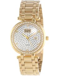 Burgi Womens BUR078YG Stainless Steel Pave Pattern Diamond Bracelet Watch