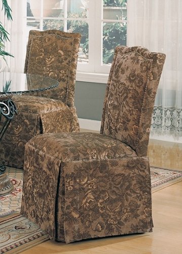 Charleston Green Floral Skirted Parson Chair, Set of 2 - Coaster 190072