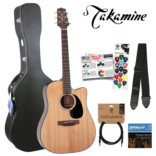 Takamine JB-EG340SC-Kit-Q1 G-Series EG340SC Gloss Natural Dreadnought 6-String Acoustic Electric Guitar Kit