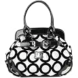 Black and White Chic Mod Circle Bowler Satchel Hobo Handbag
