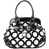 Black and White Chic Mod Circle Bowler Satchel Hobo Handbag