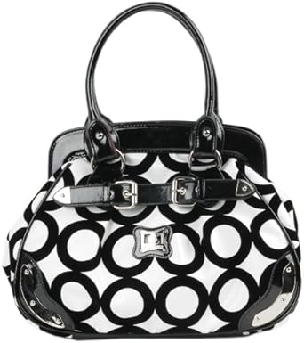 Black and White Chic Mod Circle Bowler Satchel Hobo Handbag Black and White Chic Mod Circle Bowler Satchel Hobo Handbag