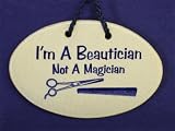 POTTERY WALL PLAQUE WITH SAYING BEAUTICIAN 4X6 INCH OVAL