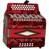 Full Size 3 Row Accordion - Red with Free Hardshell Carrying Case