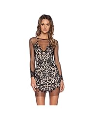Sexy Leopard Print Round Neck Polyester/Spandex Sheer Mesh Lace Bodycon Dress/Midi Dress/Mini Dress 