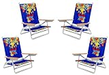 Rio Fantasy 5 Position to Lay Flat Beach Chair- 4 Pack