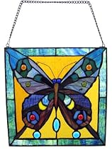 Leaded Stained Glass Butterfly Window Panel