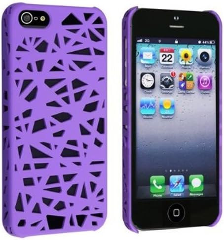 iPhone 5 Case, iPhone 5/5S Ovis Hard Plastic Bird Net Fashion Case Cover For iPhone 5/5s with Screen Protector and Stylus(Purple)