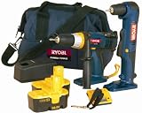 Ryobi One+ Starter Kit - Combi & Angle Drill, 2 Batteries, Charger & Lanyard
