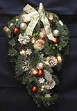 Christmas Pine Bough with Pinecones, Ornaments, Santa Faces and Lights