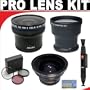 .18x HD Professional Super Wide Angle Panoramic Macro Fisheye Lens + 3x Digital Telephoto Professional Series Lens + 0.43X Digital Super Wide Angle Macro Professional Series Lens + 3 Piece Filter Kit + Lenspen Cleaning System For The Canon VIXIA HV40, HV30, HV20, HG10 High Definition Camcorders
