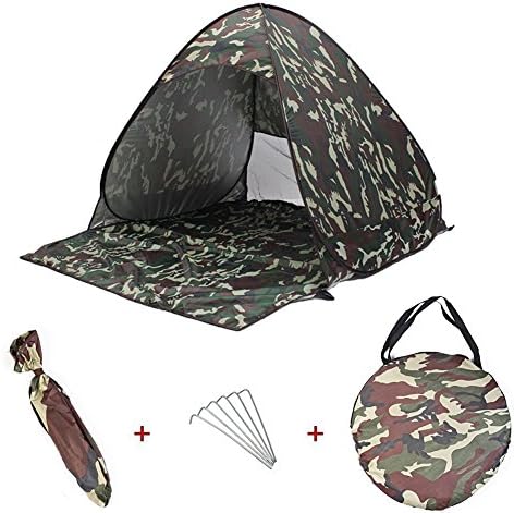 Automatic Instant Pop Up Tent, Portable Speed Open Beach Tent, Camping Fishing Hiking Picnicing Anti UV Beach Sun Shelter Umbrella, for 2-3 Person Outdoors Sport Cabana Shade (Camouflage)