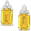 14K White Gold Citrine and Diamond Earrings