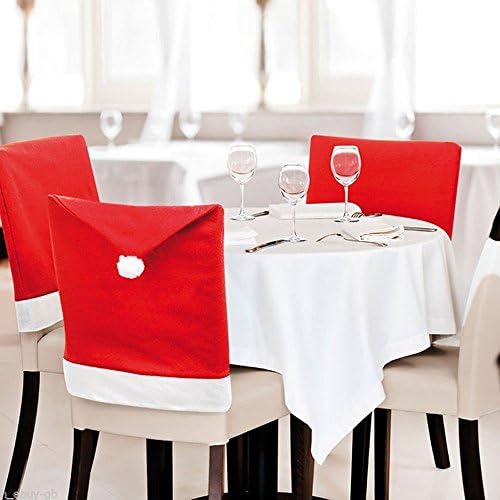 Zojoro Christmas Santa Claus Hat Chair Back Cover Slipcovers Decoration ,Set of 4 (dinner chair covers)