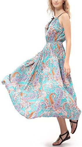 Women's Vintage Printed Summer Bohemian Holiday Long Dress L