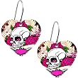 Handcrafted Pink Wild Rose Skull Earrings