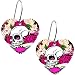 Handcrafted Pink Wild Rose Skull Earrings