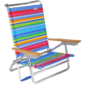 RIO Multi Colored 5 Position to Lay Flat Beach Chair by 