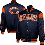 NFL Chicago Bears Navy Blue-Orange Onside Kick Full Button Satin Jacket (Large)