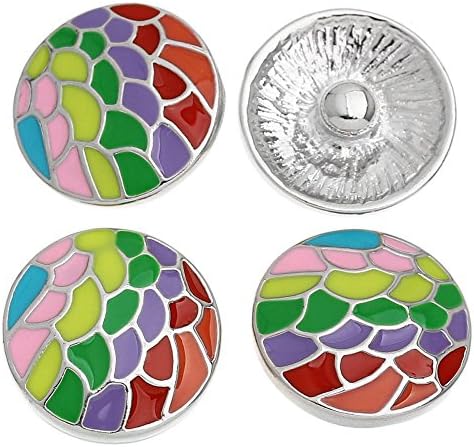 Wholesale Snap Buttons Fit Snap Bracelets Irregular Multicolor DIY B31952- Zinc Metal Alloy, Silver 25pcs