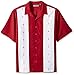 Cubavera Men's Big and Tall Short Sleeve Geometric Embroidery Panels Woven Shirt
