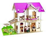 Eichhorn 100002513 - Villa, 27-teilig, inklusive Möbeln und 4 Puppen - 50x75x55cm - unmontiert