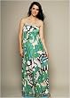 The Strapless Bandeau Key Hole Tie Back Maxi Print Dress