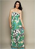 The Strapless Bandeau Key Hole Tie Back Maxi Print Dress