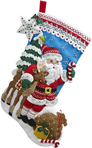 Neww Nordic Santa Stocking Felt Applique Kit-18"" Long Neww