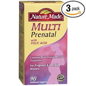 Nature Made Prenatal Multiple Vitamin and Mineral  Tablets for Pregnant or Lactating Women, 90 Tablets (Pack of 3)