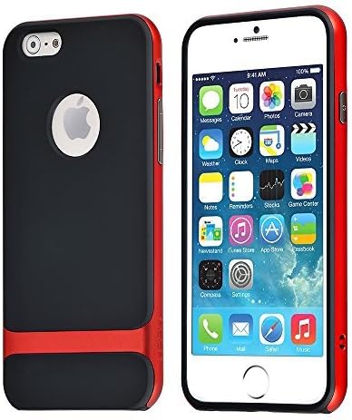 iPhone 6 Case, Getwow(TM) Stylish Double Layer Shock Absorbing Protect Bumper Case Cover for Apple iPhone 6 (Black / Red)