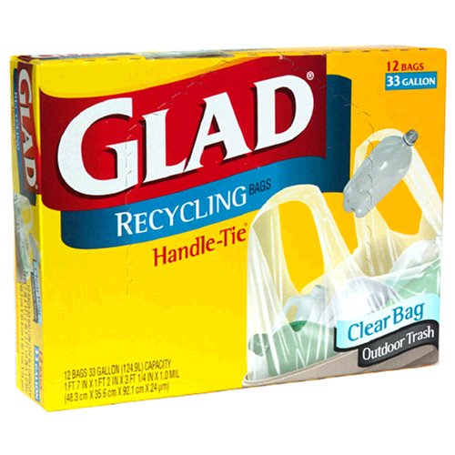 Glad Recycling Bags, Clear, 33 Gallon, 12Count (Pack of 12) Dimogacu