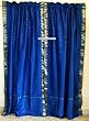 2 Blue Silk Sari Drapes, Panels, Curtains