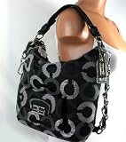 NEW AUTHENTIC COACH KRISTIN EMBROIDERED OP ART HOBO (Black/Silver) Review