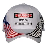 Warning: 49ers Fan with an attitude USA Flag / Checker Racing Hat / Baseball Cap