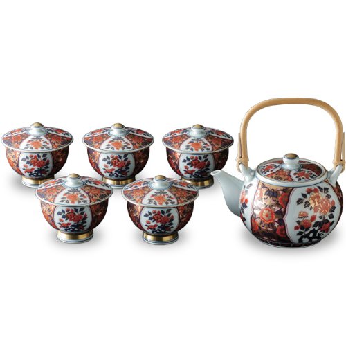 有田焼 華麗な金襴手 極上古伊万里 番茶器揃 (土瓶1個 湯呑み5客セット)