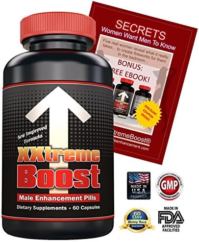 XXtremeBoost 60 Male Enhancement Pills to Increase Length Girth Sex Drive - Male Enlargement Device - Performance Enhancing Supplements - Maintain Longer Lasting Harder Erections & Potency - USA Made