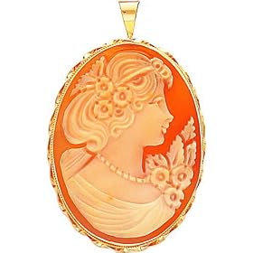 14K Yellow Gold Shell Cameo Pendant Pin Jewelry New |C by FindingKing