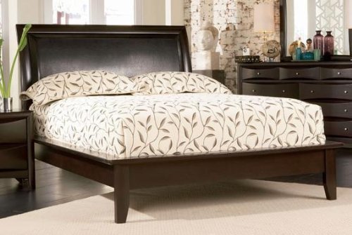 King Coaster Upholstered Platform Bed in Cappuccino Finish