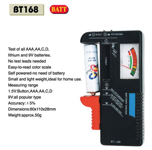 Battery Tester AA AAA C D 9 Volt and PP3, Tool