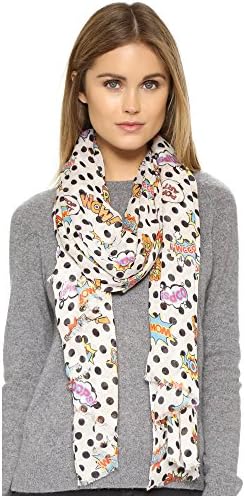 Bindya Women's Pop Art Dots Scarf, White Multi, One Size